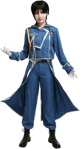 Vista 2 de miccostumes Disfraz de uniforme y abrigo azul para hombre