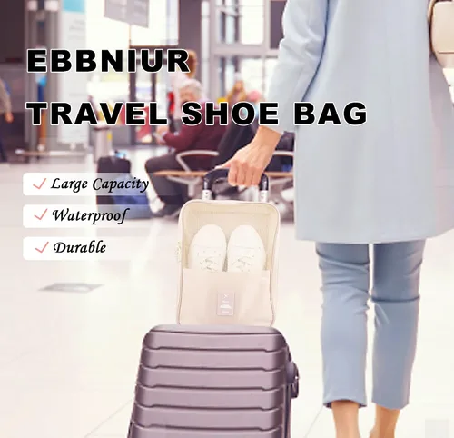 Vista 7 de Bolsa organizadora de zapatos de viaje, impermeable, con capacidad para 3 pares de zapatos, cubo de embalaje para maleta, viaje y uso diario, bolsa