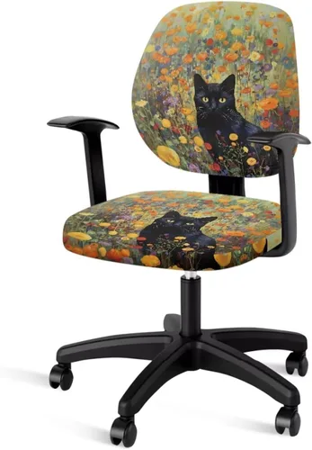 Vista 49 de Talayituse - Funda para silla de oficina o computadora con estampado de estrellas de playa, funda de asiento dividida elástica, extraíble y lavable