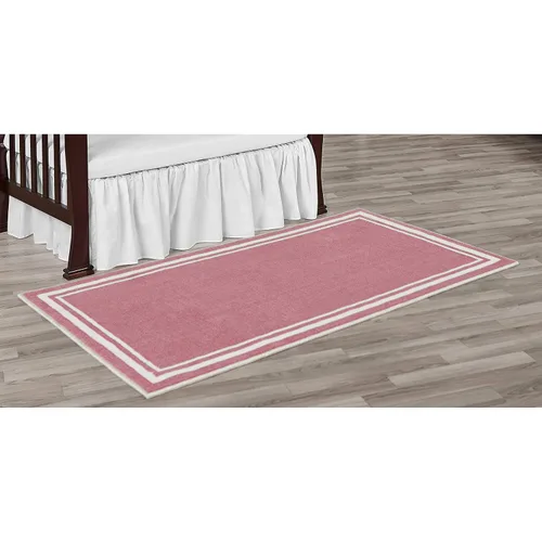 Vista 2 de Evolur Home - Alfombra para cuarto de bebé, 55 x 31.5 pulgadas, color rosa rosa con borde blanco