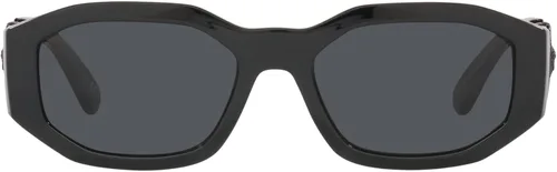 Vista 3 de Versace Gafas de sol para hombre, montura negra, lentes gris oscuro, 2.087in