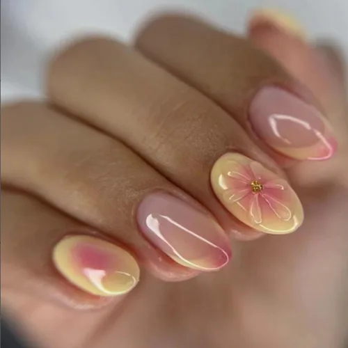 Vista 14 de Uñas postizas a presión de almendra marrón, medianas con diseños de leopardo y purpurina, uñas postizas en forma de almendra otoñal, uñas acrílicas