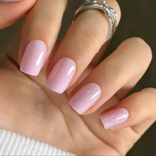 Vista 30 de CurvLife Uñas a presión de almendras medianas, color blanco lechoso A9 - Susurro de crema