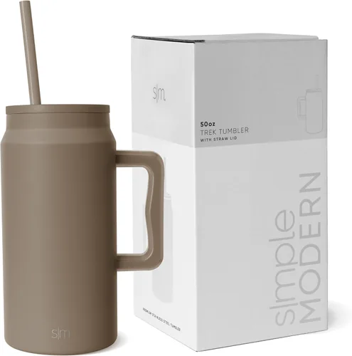Vista 20 de Simple Modern - Vaso de 1,5 l con asa y tapa con pajita, botella de agua grande de acero inoxidable reutilizable con aislamiento, regalos para Negro