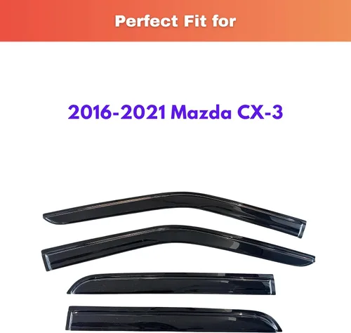 Vista 2 de KPY Moldura deflectora de viento con protección contra la lluvia compatible con Mazda CX-3 2016-2021 (CX3), 4 unidades, para ventana lateral