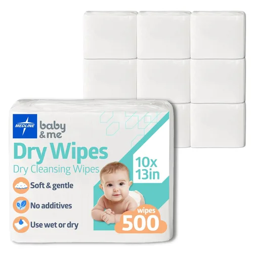 Vista 2 de Medline Babysoft - Paños de limpieza en seco desechables para pieles sensibles, (caja de 500)