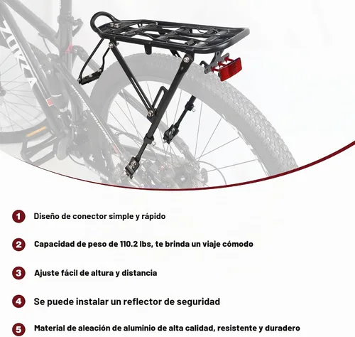 Vista 3 de WEEROCK Portaequipajes para bicicletas de 24 a 29 pulgadas, soporte de carga ajustable de aleación de aluminio, para bicicletas de 24 a 29 pulgadas
