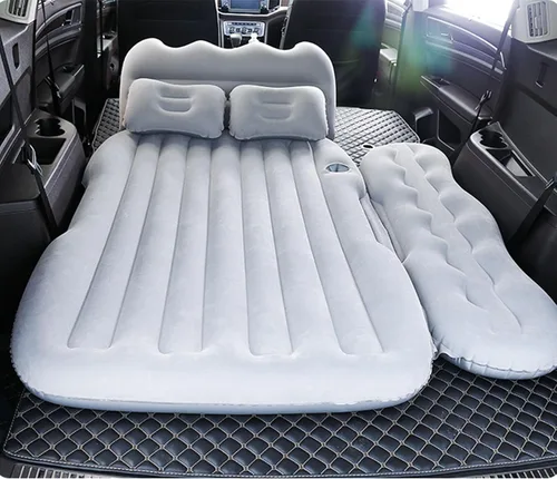Vista 5 de Cama inflable para coche con inflado rápido para SUV, camping, resistente al agua, 50.4 in, cama de aire ergonómica para coche