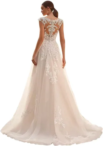 Vista 22 de Vestido de novia formal sin tirantes con encaje, largo de sirena para mujer 2019 WD162