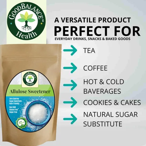 Vista 6 de Good Balance Salud - Edulcorante natural de alulosa 100% pura premium Cero calorías • Bajo glucémico • Sustituto de azúcar 1:1 para hornear, café