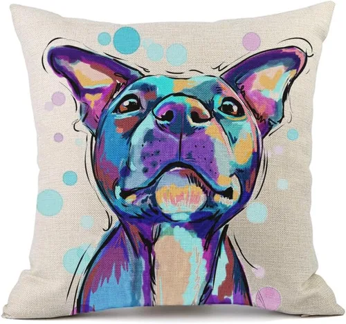 Vista 16 de Funda de almohada de lino de pastor alemán, diseño artístico abstracto colorido, funda de almohada de lino de 18 x 18 pulgadas para amantes