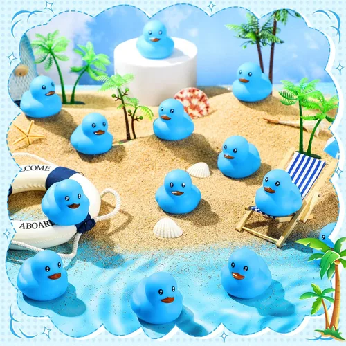 Vista 3 de Hungdao 48 mini patos de goma de 2 pulgadas para niños, regalos de fiesta, patos de baño a granel, juguetes flotantes de piscina de verano, patos