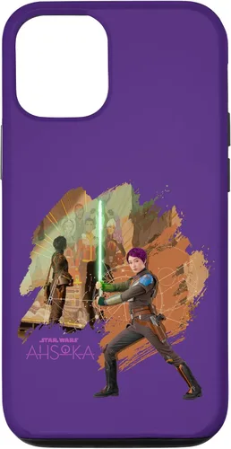 Vista 25 de iPhone 11 Star Wars Ahsoka Part Two Sabine Wren Mural y estuche de sable de luz