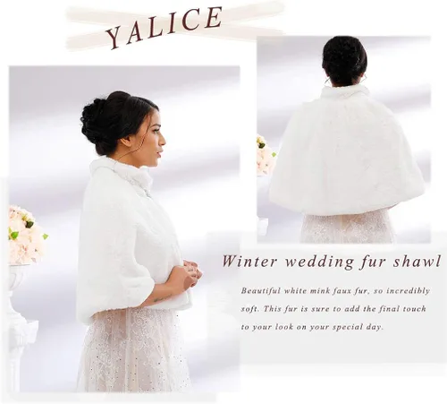 Vista 3 de Yalice Chal de piel sintética para mujer y dama de honor, Gris