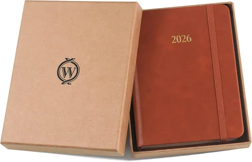 Vista 5 de Wykeham's Agenda diaria ejecutiva 2026 – Días festivos y formato – Personalización disponible (marrón, 6 x 4.5 pulgadas)