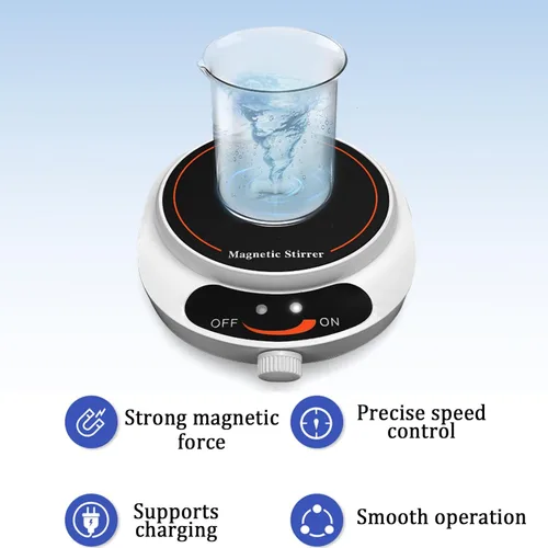 Vista 4 de 4.3in Laboratory Magnetic Stirrer, 1L Mini Mixing Table, Adjustable Speed, Speed 4000 RPM, USB Power Supply, for Lab and Homebrew