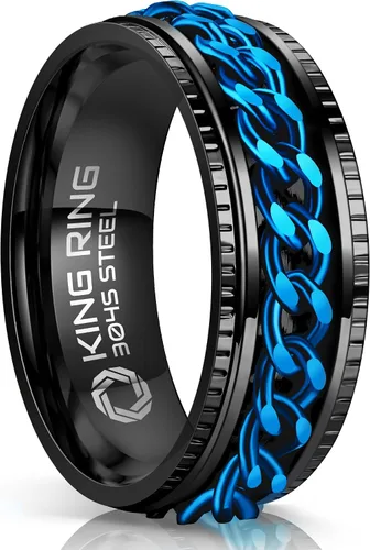Vista 17 de King Ring 8mm Super Spinner Stainless Steel Fidget Rings – Designed in USA Negro