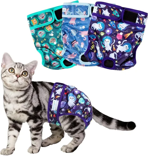 Vista 8 de Paw Legend Pañales para gatos hembras, lavables, reutilizables, pañales para gatos para incontinencia, pañales para mascotas (paquete de 3, XS)