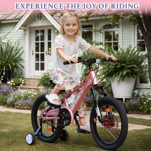 Vista 5 de Bicicleta para niños ONLYGU - Bicicleta de 18 20 pulgadas para niños y niñas con asiento ajustable y freno de mano, bicicletas para niños de 7 a 13