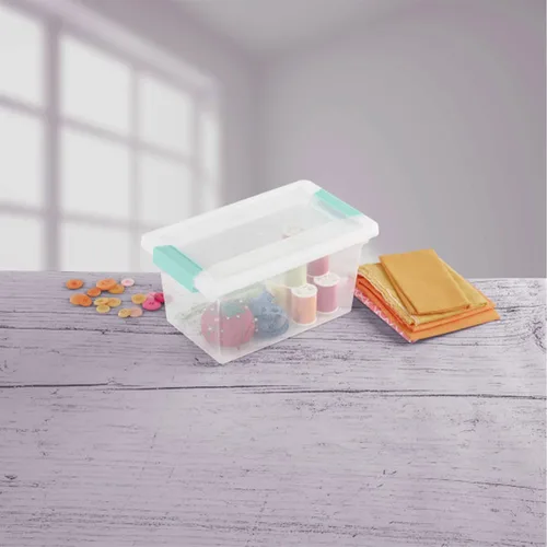 Vista 9 de Sterilite Paquete de 16 cajas de clip, contenedores apilables de plástico transparente con tapas de cierre, tamaño mediano, suministros