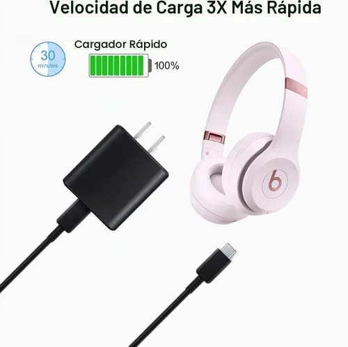 Vista 4 de USB-C Beats - Cable de carga de pared para auriculares compatible con Beats Powerbeats Pro 2, Solo 4, Studio Buds +, Studio Pro (x Kim Kardashian)