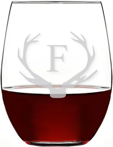 Vista 10 de Antler Initial - Copa de vino sin tallo (15 onzas, letra B, 4 unidades)