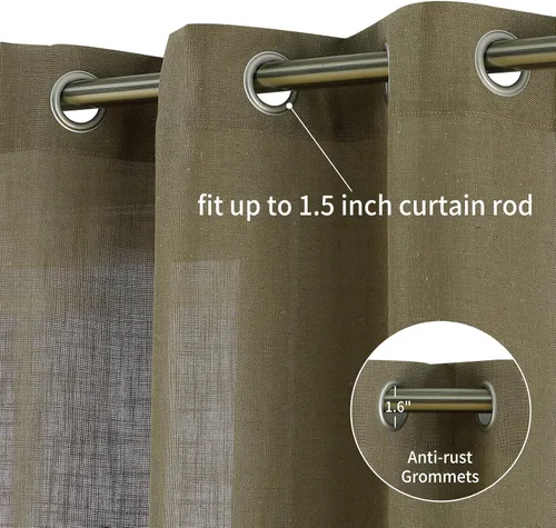 Vista 2 de Fashionwu Cortinas de lino para ventana, cortinas de filtrado de luz, cortinas rústicas para decoración del hogar, paneles de protección