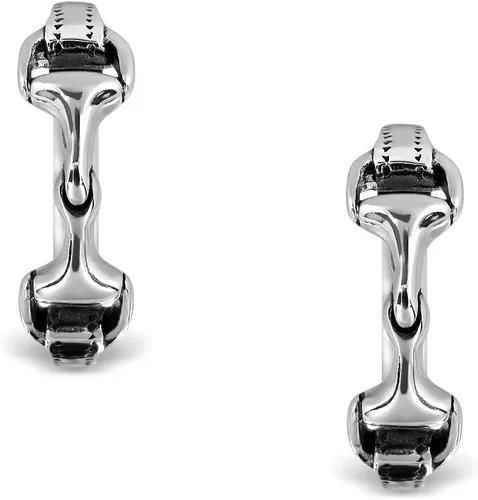 Vista 2 de WithLoveSilver - Aretes de aro de plata de ley 925 con doble caballo ecuestre, Plata de ley
