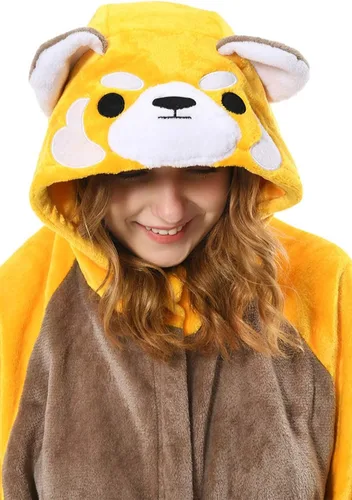 Vista 4 de OLAOLA Pijama de franela con diseño de panda rojo para adultos para el hogar ropa de dormir Halloween cosplay para mujeres y hombres
