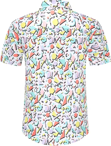 Vista 2 de Camisas de los años 80 para hombre, camisa de los años 80, camisa retro casual con botones, camisa hawaiana, camisa de discoteca, camisas de playa