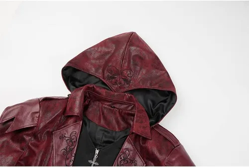 Vista 4 de Chaqueta steampunk de piel sintética para hombre, estilo medieval gótico, victoriano, abrigo de vampiro