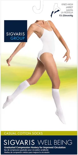 Vista 2 de SIGVARIS Calcetines de compresión médica de algodón casual para mujer 146 - 15-20mmHg - B (mediano) - caqui