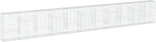 Vista 100 de vidaXL Cesta de gavión con tapa, 39.4 x 19.7 x 39.4 pulgadas, hierro galvanizado rectangular, resistente a la intemperie, montaje sin herramientas