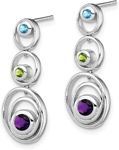 Vista 2 de Aretes de plata de ley 925 con peridoto verde, topacio azul, morado, amatista, colgantes, joyería fina para mujer, regalos para ella, Plata de ley