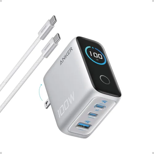 Vista 8 de Anker Cargador USB C máximo de 100 W, cargador de teléfono GaN de 3 puertos