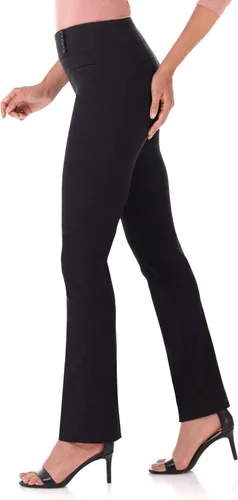 Vista 2 de Rekucci - Pantalones elegantes y rectos para mujer, fácil de ponerse para uso diario con control de barriga