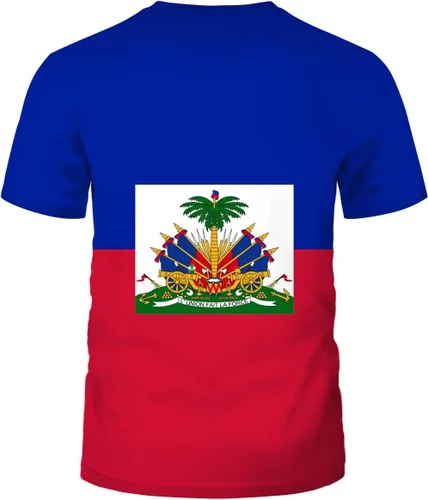 Vista 2 de Lurhonp Camiseta de manga corta con estampado de la bandera haitiana de Haití