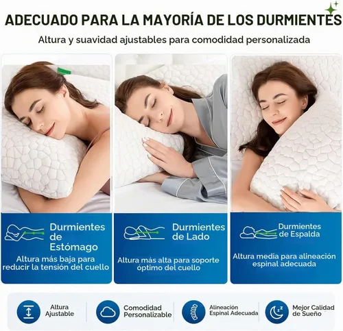 Vista 3 de SUPA MODERN Almohada refrescante de tamaño estándar, 1 paquete, almohadas de espuma viscoelástica trituradas CertiPUR-US, almohadas de cama frescas