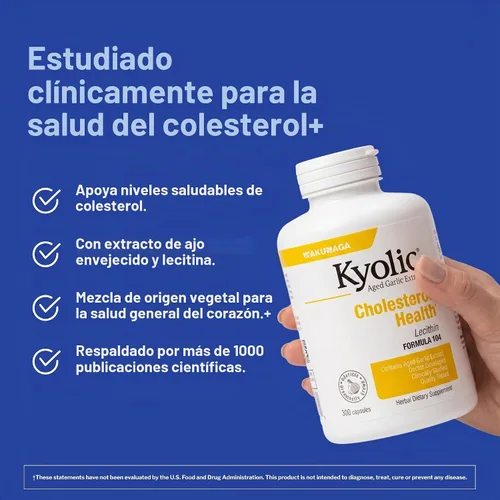 Vista 2 de Kyolic Fórmula 104 Aged Extracto de ajo, Lecitina, Colesterol, Cápsulas, 104-43, 1, 1 Extracto de ajo envejecido orgánico inodoro y lecitina