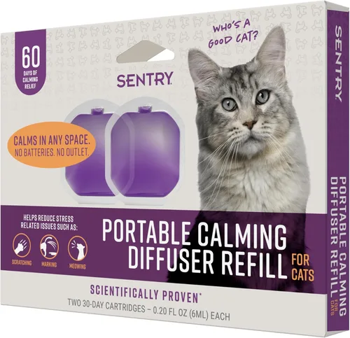 Vista 15 de Sentry Difusor calmante portátil Behavior para gatos, reduce la respuesta al estrés normal y al mal comportamiento con feromonas calmantes, diseño