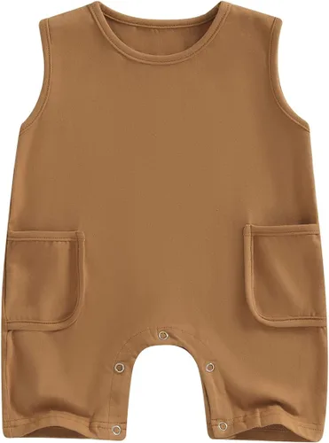 Vista 14 de Mameluco unisex de manga corta para bebé recién nacido, con botones, de una pieza, ropa de color sólido