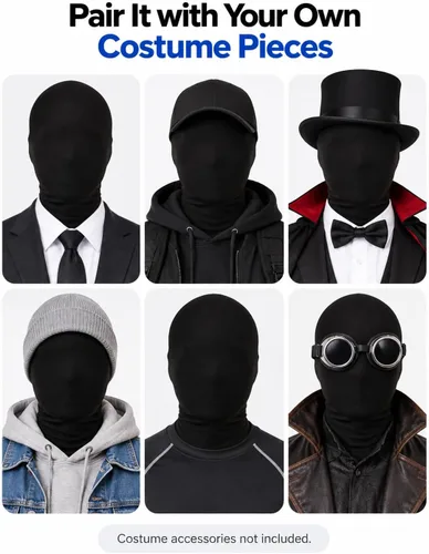 Vista 5 de HOMELEX 2 piezas máscara de cara completa para Halloween Cosplay máscara de cabeza completa unisex máscara de temerario