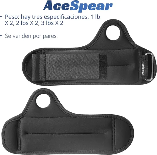 Vista 2 de AceSpear - Pesas de muñeca con cierre de bucle para pulgar para hombres y mujeres, 1 libra * 2, 2 libras * 2, 3 libras * 2, pesas de tobillo