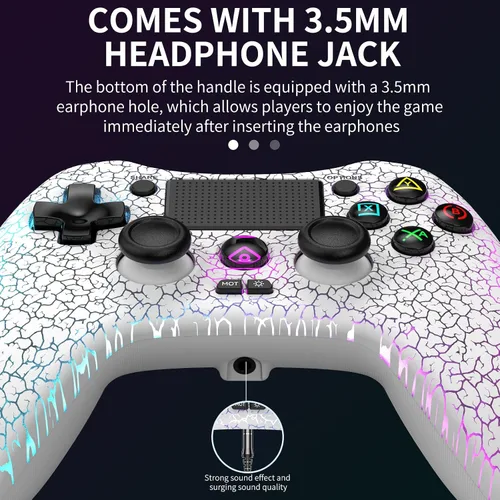 Vista 6 de RALAN Wireless Controller with 8 Color Adjustable LED Lighting Compatible with PS4 ProSlimfor PS4 Controller Dualshock 4, with Headphone Jack for