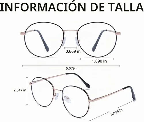 Vista 4 de LJCZKA Round Blue Light Blocking Photochromic Glasses for Women Men Classic Mental Frame Computer Glasses Negro