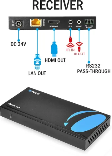 Vista 5 de OREI Extensor de conmutador de matriz HDMI 4K HDBaseT sobre Cat6/7 individual con paquete de 8 cables HDMI - Soporta HDR, CEC e IR control de hasta