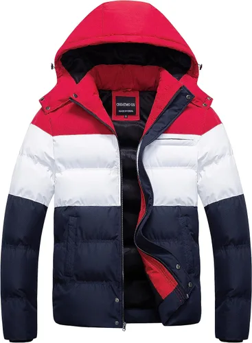 Vista 23 de CREATMO US Chaqueta acolchada para hombre, impermeable, para invierno, abrigo de esquí grueso y cálido