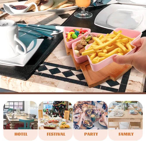Vista 2 de Angoily Bandeja de cerámica con forma de árbol de Navidad para entretenimiento, plato de servir alimentos con base para aperitivos, aperitivos Rosa