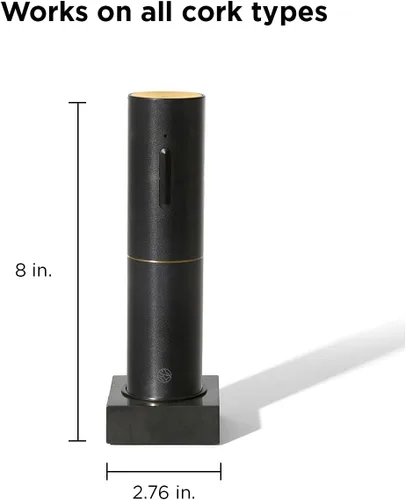 Vista 2 de RBT Sacacorchos eléctrico abridor de vino con cortador de papel de aluminio y base de carga de mármol, negro