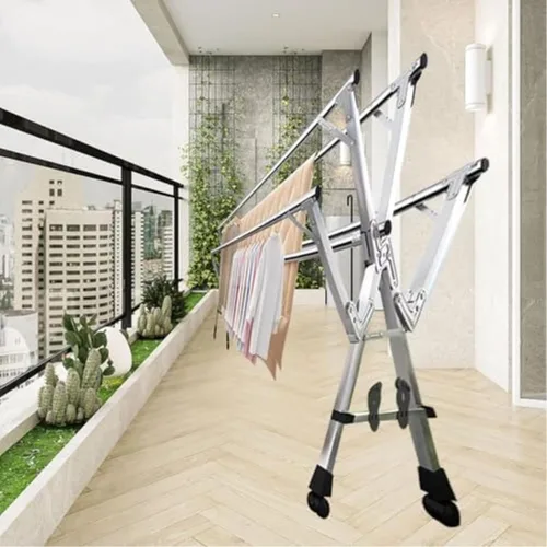 Vista 4 de Adjustable Foldable Clothes Drying Rack, Outdoor Indoor Laundry Stand, for Drying Bedding, Shirts, Towels More in Balcony or Bedroom (94in 94in)